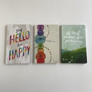3PCS Compendium Softcover Journal Notebooks Illustrated Quotes Lined Pages NEW